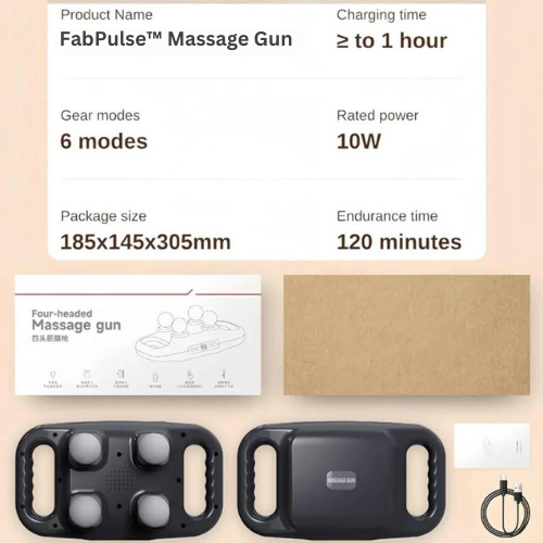 FabPulse™️ 4-Headed Massage Gun