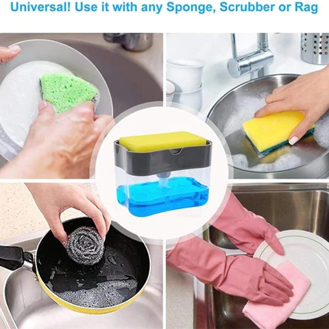 UPGRADED Liquid Soap Dispenser & Sponge Holder (WITH FREE SPONGE)