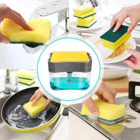 UPGRADED Liquid Soap Dispenser & Sponge Holder (WITH FREE SPONGE)