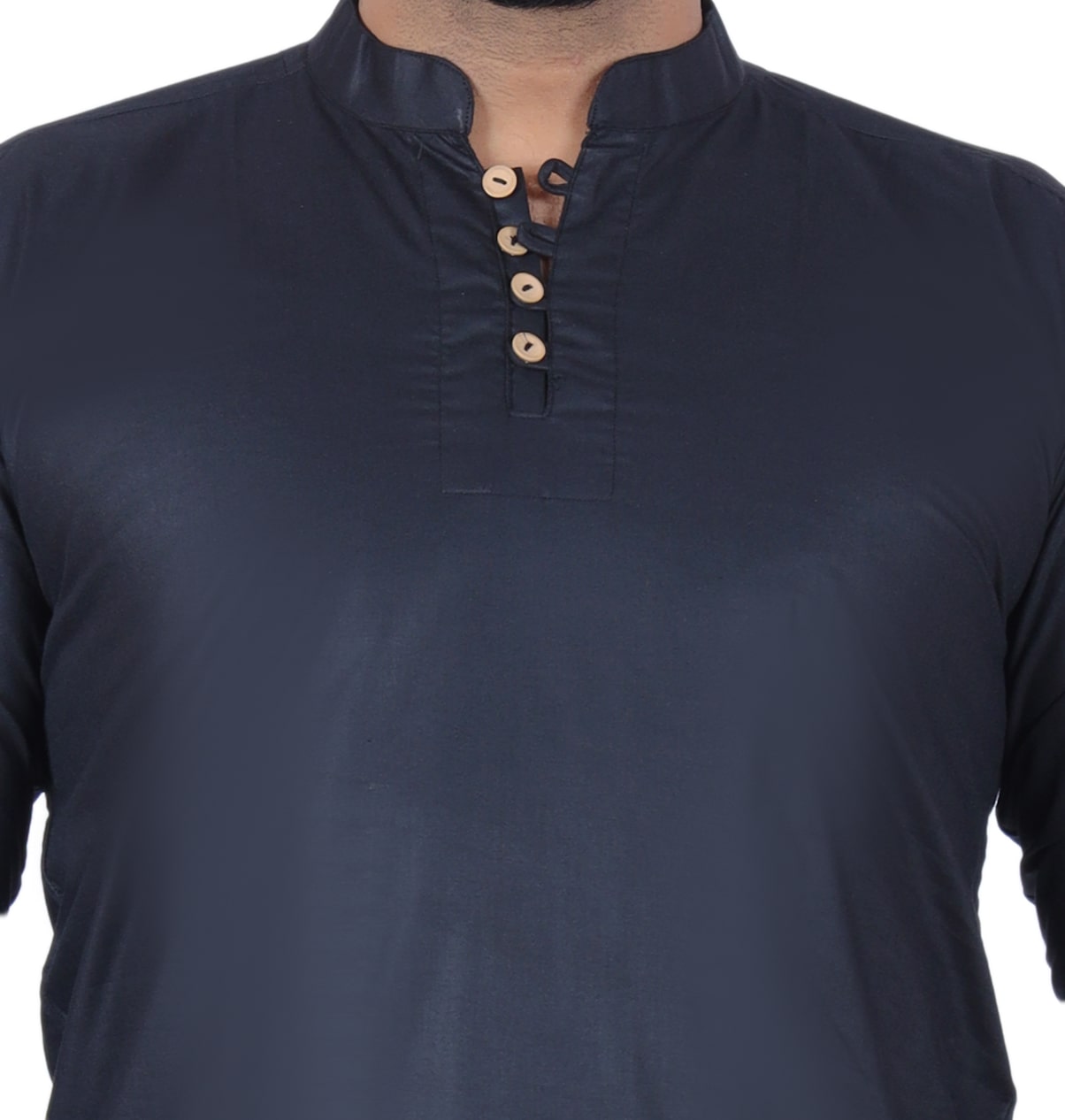 Black Solid Pure Cotton Straight Kurta