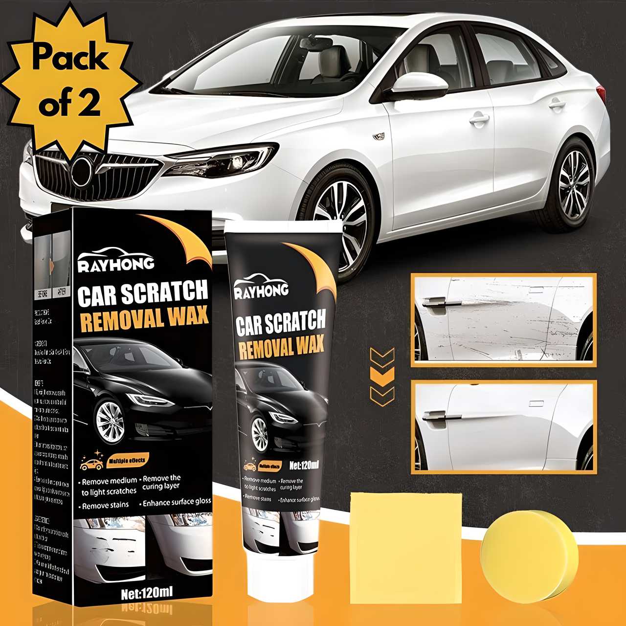 Car Scratch Removal Wax (Pack of 2)