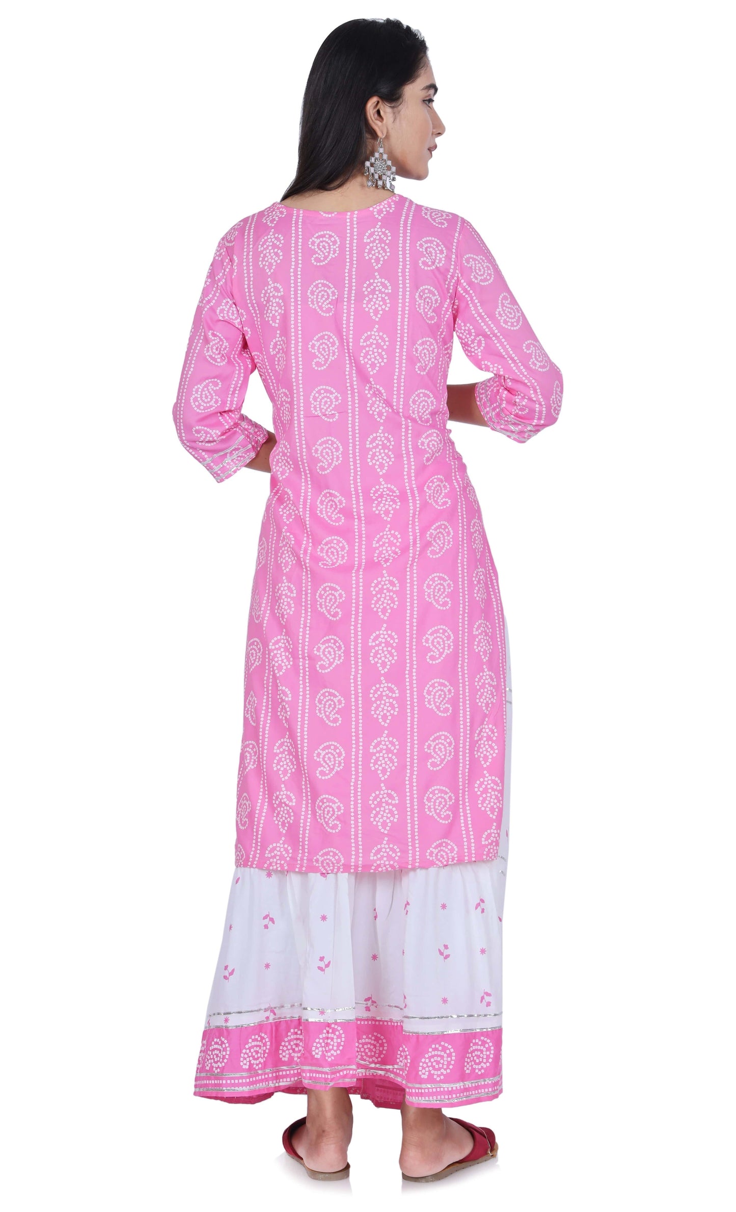 Light Pink Cotton Kurta and Skirt Set