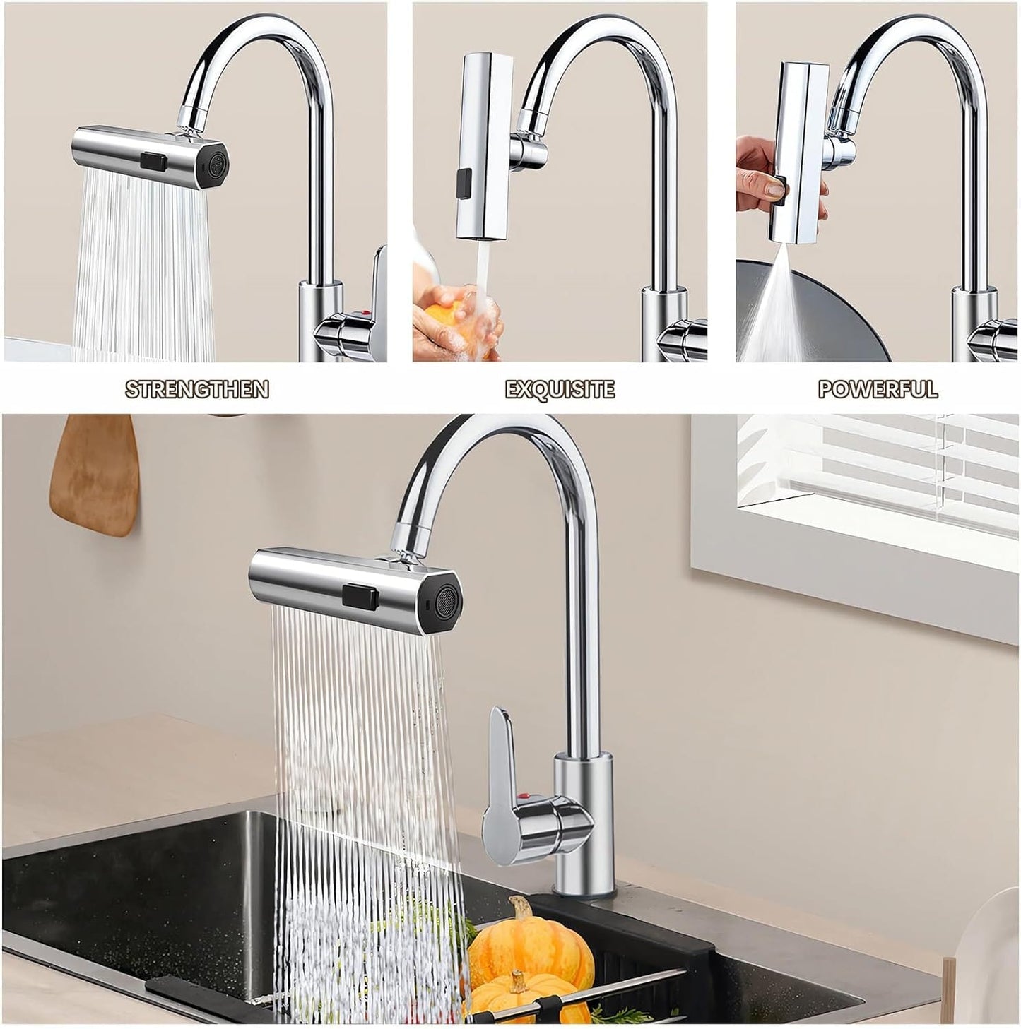 FlowJetexy™️ 3 in 1 Waterfall Kitchen Faucet