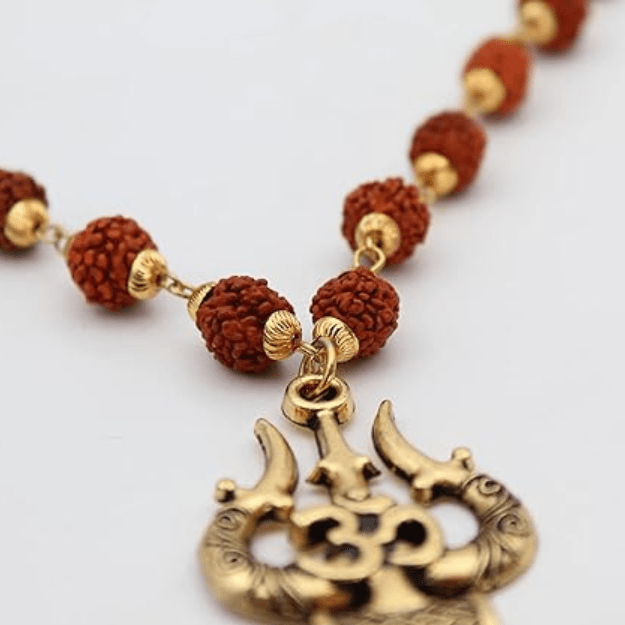 Gold Plated Shiva Trishool Rudraksha Necklace