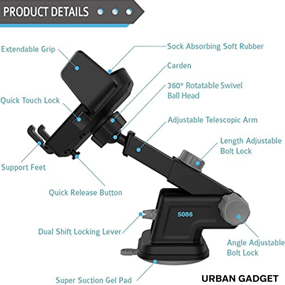 Holdmax™️ Adjustable Car Phone Holder with Suction Cup