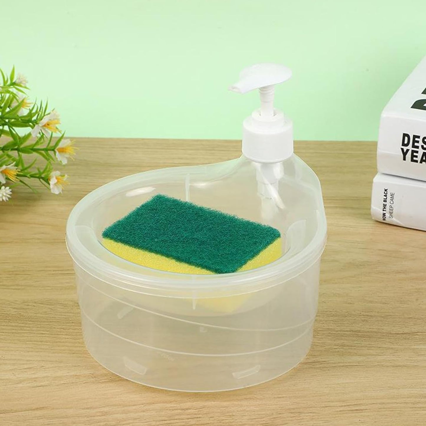 Double Layer 2 in 1 Liquid soap Dispenser with Pump and Sponge