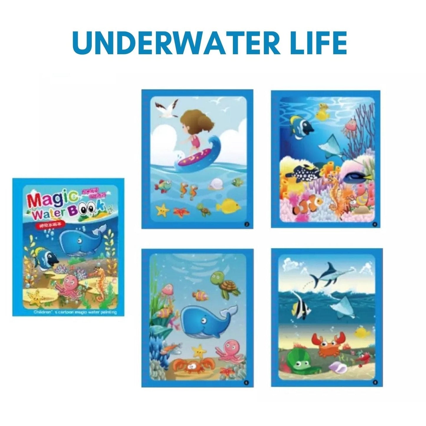 Reusable Magic Water Drawing Book (Set of 4)