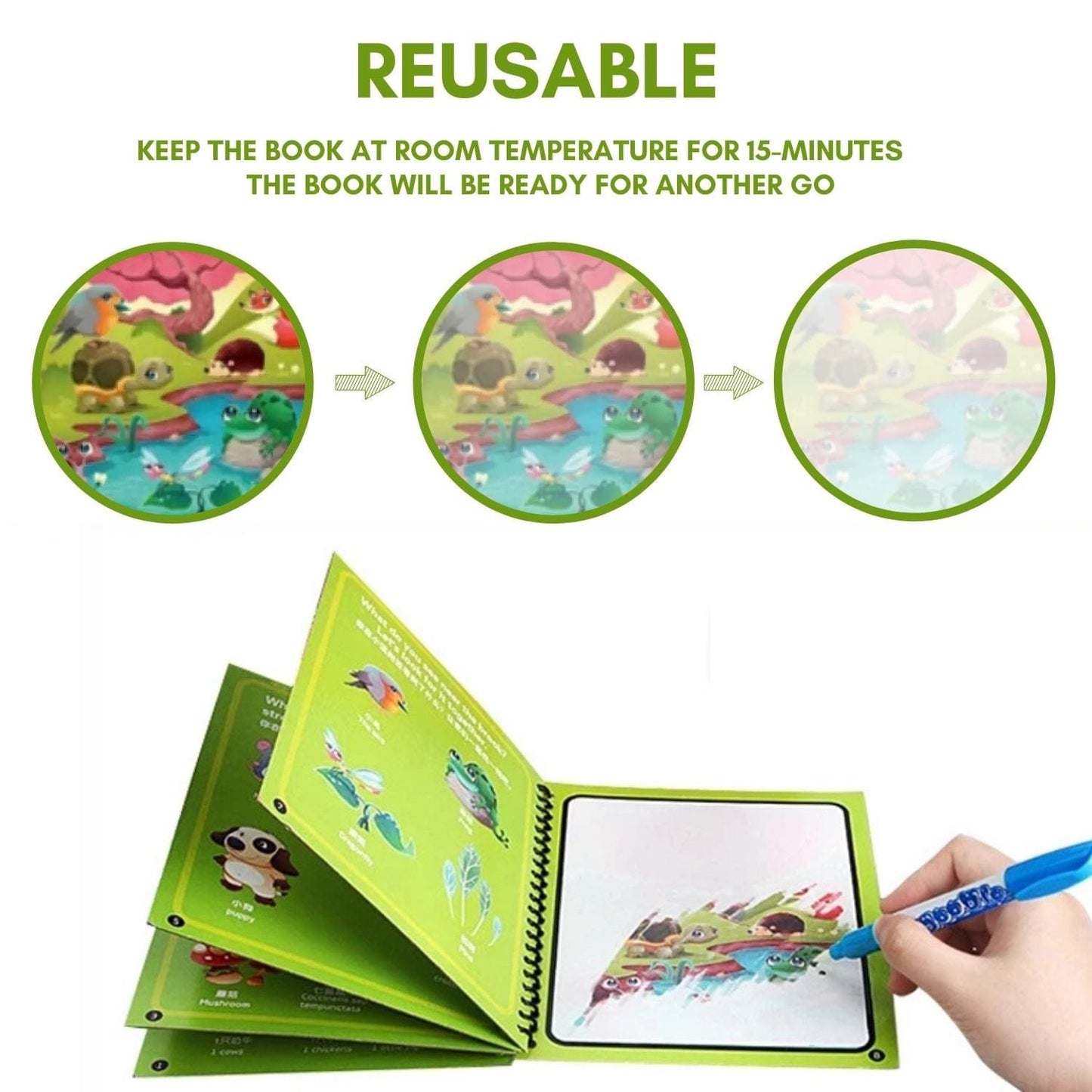 Reusable Magic Water Drawing Book (Set of 4)