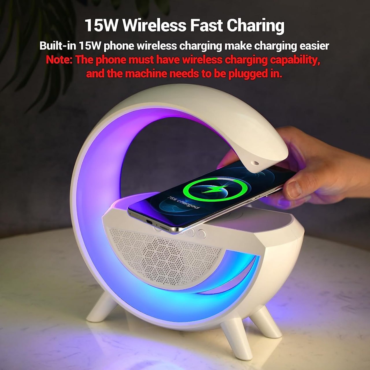 G-Shape LED Wireless Charging Speaker Lamp