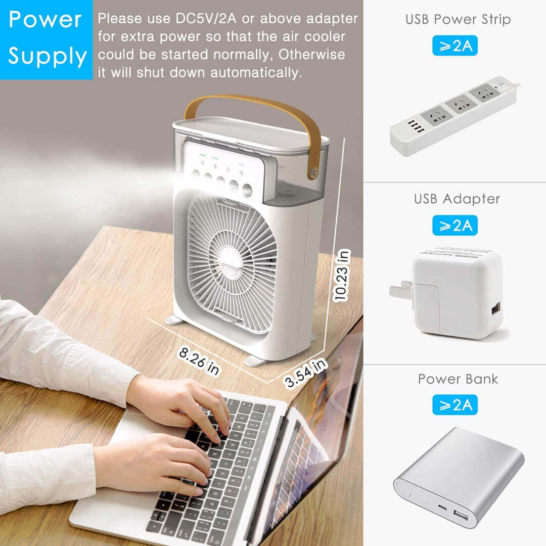 CoolerMist™️ Portable 4-in-1 Mini Air Cooler Fan