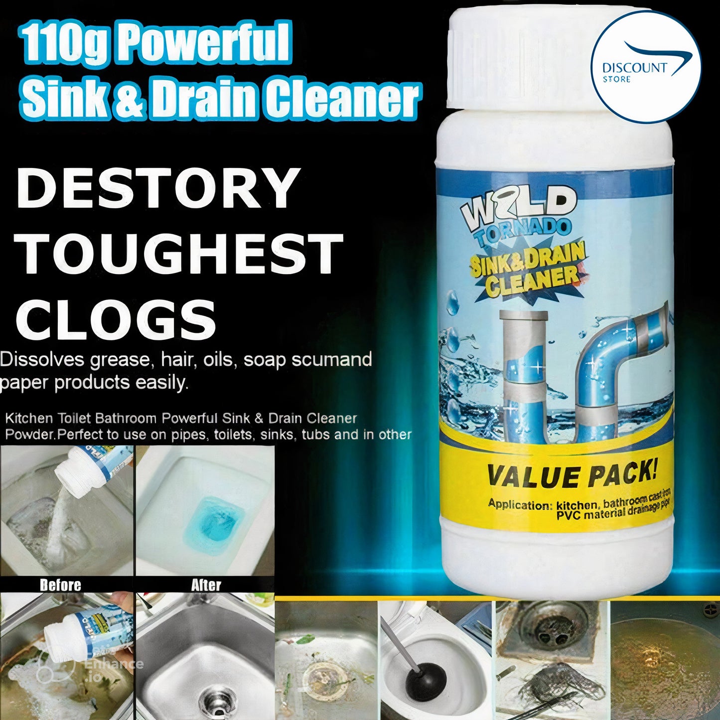 Powerful Drain & Sink Cleaner (Pack of 2)