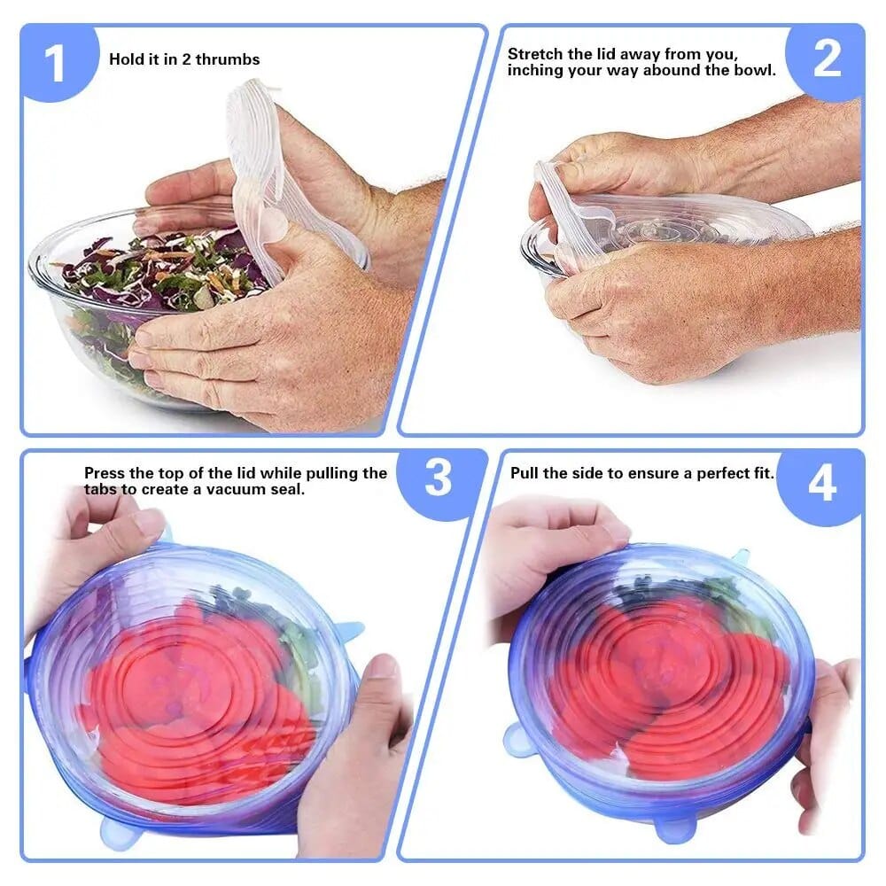 Reusable Silicone Stretchable Lids (6 Pcs Pack)